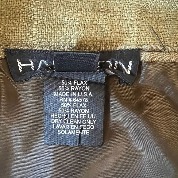 Halston Vintage Olive Flax Blend Skirt - Picture 6 of 6